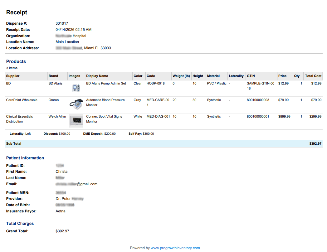 Customer Receipt